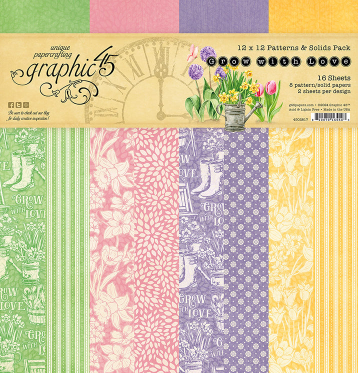 Graphic 45 Grow With Love 12” x 12” Patterns & Solids Pack